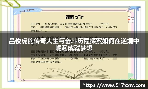 吕俊虎的传奇人生与奋斗历程探索如何在逆境中崛起成就梦想