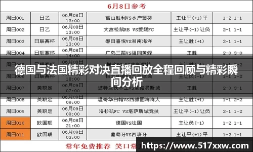 德国与法国精彩对决直播回放全程回顾与精彩瞬间分析
